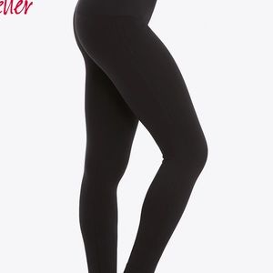 Black matte spank medium leggings. High waist tummy control